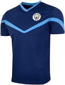 Boy's Manchester Training Jersey, Official Licensed Youth Sizes M City Tee Shirt (YS) Blue