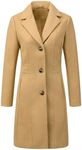 Allegra K Women's Lapel Single-Breasted Long Outerwear Winter Coats Khaki Medium