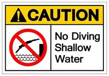 CAUTION NO DIVING SHALLOW WATER SIGN | Foam Board Fixed on Waterproof Sticker with double sided Tape