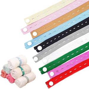 Flat Elastic Band with Button & Buttonholes for Binding Clothes, 30pcs Adjustable Clothes Roll-Up Band, Clothing Storage Binding Strap, Quilts Organizer Space Saver for Drawer Closet (Mix, M)