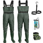 Fishing Chest Waders for Men Women with Boots Waterproof Breathable Waders Green/Brown Sizes UK 5-14 (Green, UK 6 / EU39)