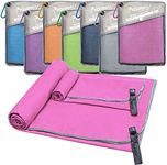 SYOURSELF Microfiber Sports & Travel Towel-XL:72"x32"- Fast Dry, Lightweight, Absorbent, Soft-Perfect for Beach Yoga Fitness Bath Camp + Travel Bag & Carabiner(XL Hot pink 1pack)