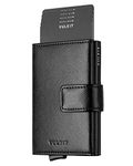 VULKIT Credit Card Holder RFID Blocking Pop Up Leather Slim Mens Women Wallet with Banknote Pockets & Magnetic Closure