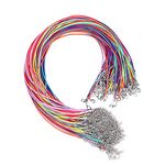 FENGCHUANG 40 Pcs Waxed Necklace Cord with Clasp, Necklace Cord, Leather Necklace Cord with Lobster Clasp and Chain for Jewelry Making Diy, Pendants Necklace Colorful (45-50CM)