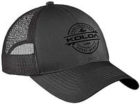 Joe's USA Koloa Surf Thruster Logo Old School Curved Bill Mesh Snapback Hats, Charcoal With Black Embroidered Logo, One size