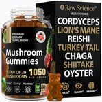 Mushrooms Complex Gummies with Lions Mane, Nootropic Brain Supplements for Memory and Focus: Lion's Mane, Cordyceps, Shiitake, Turkey Tail, Reishi, Chaga, Enoki, Oyster Mushroom Supplement - 60 Units