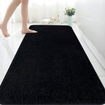 Extra Large Bath Mats for Bathroom 150x60 cm Microfiber Black Bath Mat Absorbent Bathroom Rug Non-slip Anti Mould Bathroom Mats, Machine Washable Rugs for Bedroom Bathroom, Long Bath Mat