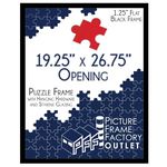 19.25x26.75-1.25" Flat Black Puzzle Frame - Showcase Your Art and Puzzles with Modern Elegance - Hardware and Plexiglass Included