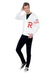 Smiffys Grease Rydell Prep Costume in White for Adults, Sweater Vest, Button-Up, Iconic R Letter, Officially Licensed, Perfect for Matching Group Fancy Dress Outfits and Playful Events