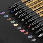 Jhua Paint Marker Pens Acrylic Paint Pens Set 10 Colours Metallic Markers Pen for Rock Painting, DIY Card, Pebble Art