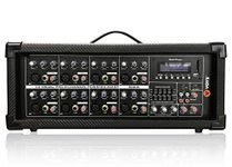 VOYZ 8 Channels Stage Powered Audio Mixer - 1200 Watt Pro Audio Sound Mixer, MP3/USB/SD Readers, Aux(3.5mm) Input, RCA & 1/4'' Effects Loop Connectors, LCD Display (VZ-890BU)