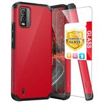 TJS Compatible with Nokia C210 5G Case, Dual Layer Hybrid Magnetic Support Shockproof Protection Cover Phone Case for Nokia C210 (Red)