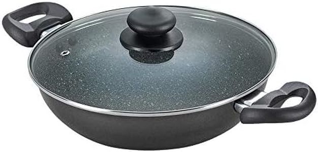 Prestige Omega Deluxe Granite Kadai | 3.25 L | Black | Induction Base | 5 Layer Non-Stick Granite Finish | Scratch Resistant | Dishwasher Safe | Metal Spoon Friendly