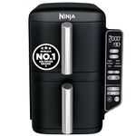 Ninja Double Stack Dual Zone Digital Air Fryer SL300IN | 2470W| Cook 4 Foods at Once |7.6L Family Size Vertical Design | 6 Cooking Functions | Oil-Free Fryer | Black