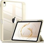 Witzon Compatible with iPad Air 5th Generation Case 2022 / iPad Air 4th 2020 Case with Pencil Holder, Clear Back Slim Stand Protective Smart Cover for Apple iPad Air 5/4 10.9 inch Cases, Starlight