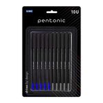 Pentonic 0.7mm Ball Point Pen Blister Pack | Black Body | Black & Blue Ink | Set of 10 Pens