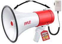 Pyle Megaphone Speaker PA Bullhorn - with Built-in Siren 50 Watts Adjustable Volume Control & Record Function - Ideal for Football, Baseball, Cheerleading Fans, Coaches or for Safety Drills PMP58U
