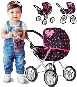 Kinderplay Poussette Poupee, Poussette Jouet - Poussette Landeau Bebe pour Poupée, Gondola, Poignée Hauteur de 54 cm, Ce Landau Est Plus Facile à Pousser pour Les Enfants, KP0260R