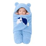 OYO BABY Hooded Swaddle Blanket for Newborns | Super Soft Flannel Wearable Sleeping Bag Wrap | Warm, Cozy & Breathable | Easy Wrap Design | 0–6 Months (72x68 cm) | Unicorn Blue