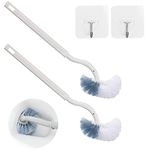 Toilet Brush, Curved Design Angled Cleaner Brush Scrubber for Deep Cleaning, Long Plastic Handle and Flexible Bristles Bathroom Toilet Bowl Brush (2 Pack)