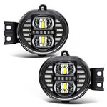 2PCS Led Fog Lights with DRL Compatible with Dodge Ram 1500 2002-2008, Ram 2500 3500 2003-2009, Durango Truck 2004-2006,Black