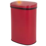 13 Gallon Kitchen Trash Can Automatic Touch Free Garbage Can with Lid Stainless Steel Anti-Fingerprint Mute 50 Liter Waste Bin for Bedroom Home Office Living Room,Red