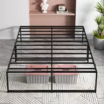 IDEALHOUSE Queen Metal Platform Bed Frame with Sturdy Steel Slats,Mattress Foundation No Box Spring Needed Large Storage Space Easy to Assemble Non-Shaking and Non-Noise Black (Model: C80)