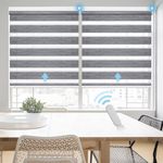 Grandekor Motorized Zebra Blinds with Remote Control, Smart Blinds Custom Size Automatic Blinds for Windows, Electric Zebra Shades, Hemp Grey, 30" Wx72 H