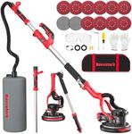 Revvstark Drywall Sander, Electric Drywall Sander with Vacuum Dust Collection 7.33-Amp 880W, Floor Sanders 5 Variable Speed 500-1800RPM with LED Light, 10 Pcs Sanding Discs & 2 Pcs Grid Sandpaper—Red