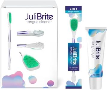 Kit para de la lengua JuliBrite | 1 gel lingual (50ML) + 1 cepillo lingual | Ayuda a combatir el mal aliento (halitosis) | Lengua blanca | Aliento fresco | Raspador lingual | Limpiador lingual