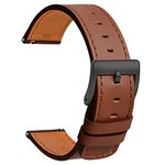 TStrap Leather Watch Band 22mm - Quick Release Watch Strap Brown Soft - Sport Watch Bands for Men Women Replacement - Smart Watch Bracelet Black Clasp - 18mm 19mm 20mm 21mm 22mm