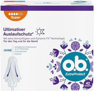 o.b. Tampones extra Protect Super para días fuertes con tecnología Dynamic Fit y alas de protección extra para la máxima protección contra fugas. (1 x 42 unidades)