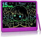 LCD Writing Tablet 15 Inch, Colorful Erasable Doodle Board Drawing Pad, Magic Drawing Tablet for Kids Toddler, Reusable Electronic Doodle Pad, Educational Toys Gifts for 3-12 Year Old Boys Girls