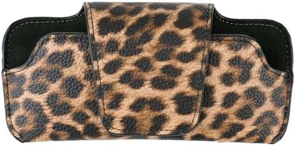 URIZZD Sunglass Holder for Car Visor, Car Sunglasses Holder Leather, Eyeglasses Holder Glasses Storage Case Visor Accessories (Leopard)