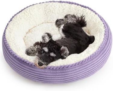 Love's cabin Round Donut Cat and Dog Cushion Bed, 25in Pet Bed for Small or Medium Dogs, Anti-Slip & Water-Resistant Bottom, Soft Durable Fabric Pet Beds, Washable Calming Cat Bed Lavender Stripe