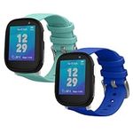 kwmobile Straps Compatible with Xplora X6 Play Straps - 2X Replacement Silicone Watch Bands - Dark Blue/Mint