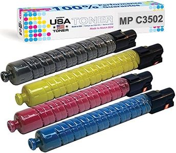 MADE IN USA TONER Compatible Replacement for Ricoh Aficio Savin MP C3002 MP C3502 MPC3002 MPC3502-841735 841738 841737 841736 - (Black Cyan Magenta Yellow, 4 Pack) Black 28,000 - Color 18,000 Pages