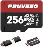 PRUVEEO 256GB A2 U3 V30 4K UHD High Speed Micro SDXC Memory Card with Adapter and Card Reader for Dash Cam Smartphones Tablets Cameras, 1500 Write and Erase Cycles