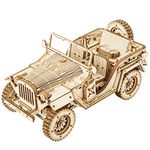 Robotime 3D Wooden Puzzle Model Kits for Adult Jeep Cars to Build Laser Cut Wood Building Mechanical Construciton Craft