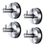 YOHOM Suction Cup Towel Hooks for Bathroom Kitchen Sucker Shower Hook Bathroom Towel Hooks Suction Tea Towel Holder Stainless Steel Heavy Duty Suction Hook Coat Hanger for Robe No Drill Silver 4Pcs