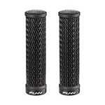 Funn Holeshot Mountain Bike Grips with Single Lock On Clamp, Lightweight and Ergonomic Bike Handle Grips with 22 mm Inner Diameter, Hardened End Bicycle Handlebar Grips for MTB/BMX (Black)