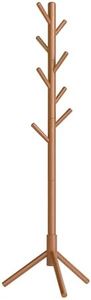 VASAGLE Solid Wood Coat Rack, Free Standing Coat Rack, Tree-Shaped Coat Rack with 8 Hooks, 3 Height Options, for Clothes, Hats, Bags, for Living Room, Bedroom, Home Office, Dark Walnut URCR04WN