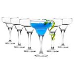 LAV Misket Margarita Glasses - Pack of 6-300ml - Clear Espresso Martini Champagne Glasses Cocktail Gin Wine Celebration Drinking Party Stemmed Coupe Glass Set