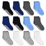 ELUTONG Toddler Non Slip Socks 12 Pairs Boys Girls Anti Skid Socks Grip Socks for 1-3 Years Kids Children