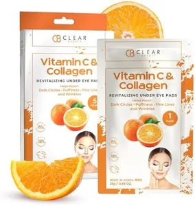 Clear Beauty Vitamin C & Collagen Under Eye Patches - Diminishes Dark Circles & Puffiness, Anti-aging, Cooling & Soothing Eye Pads - Cruelty Free Korean Skin Care For All Skin Types