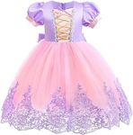 Dressy Daisy Long Braid Princess Fancy Dress Up Halloween Birthday Party Costume for Little Girls Size 7, Purple