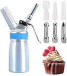 Professional Whipped Cream-Dispenser Leak-Free Whip Cream Maker Canister, 6 Various Stainless Culinary Decorating Nozzles - 0.5-Pint / 250 mL Cream Whipper - N2O Chargers (Not Included)