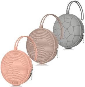 Smlpuame 3 Pack Pacifier Holder Case,Silicone Portable Pacifier Cover Pouch Bag for Diaper Bags Baby Carriage,Pacifier Storage Container Box,Easy to Clean(Muted Red+Blush+Grey)