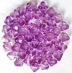 Get-Set-Go! Purple 10mm (400 Pcs) Bicone Macrame Crystal Plastic Beads for Arts, Crafts & Decoratives-High Sparkle Cutting Crystal Beads for Macrame, Jhula, Torana, Jhumar (Purple)