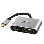 EVM 4-in-1 Type C Hub - HDMI+VGA Docking Station MultiPort with 4K HDMI, VGA, USB 3.0, PD Charging - Plug & Play Accessory for Laptop & Mobile - Silver Grey - 3 Years Warranty (EVMCHV)